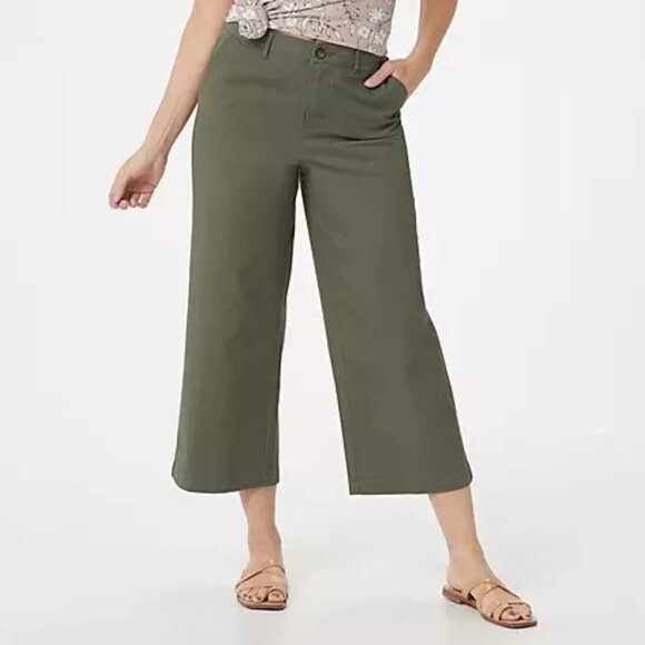 Denim & Co. Women's Easywear Twill Wide-Leg Crop Pants Size 8 Camel A393966 NEW - Picture 3 of 6